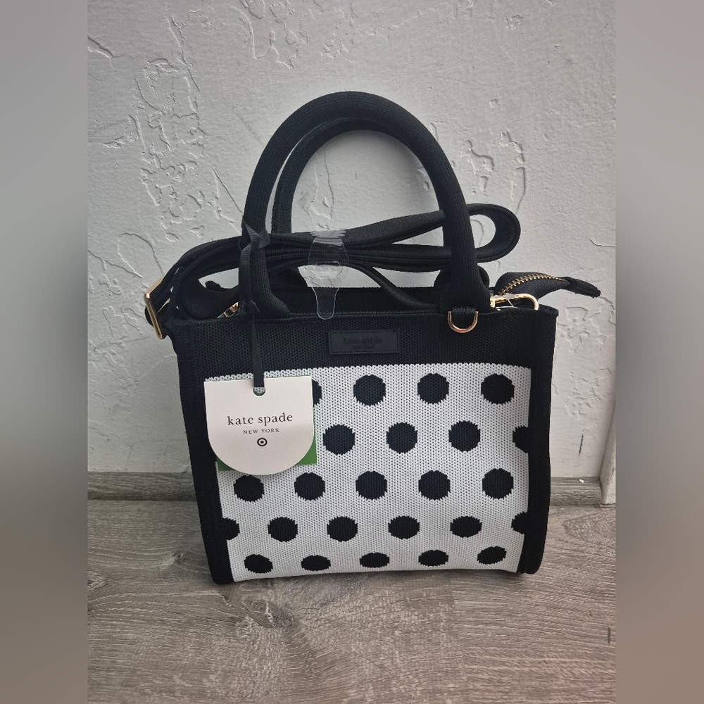 NWT Kate Spade New York x Target Polka Dot Knit Crossbody Bag Purse Black White